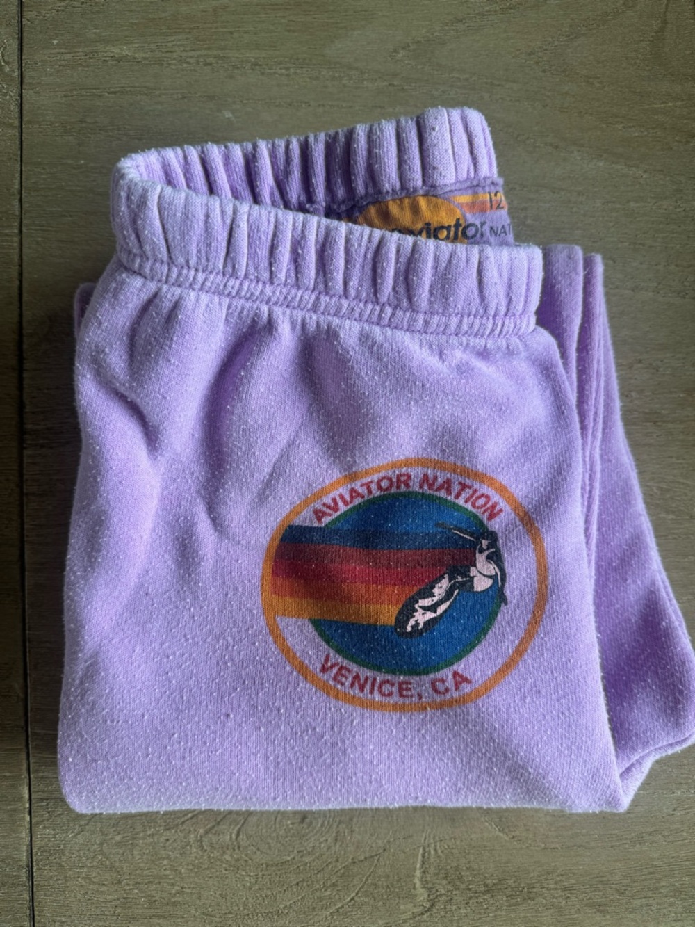 Aviator Nation Lilac Sweatpants with Multicolor Round Logo